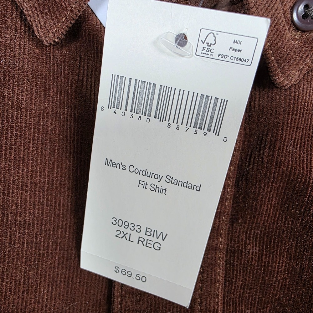 Duluth Trading Co Shirt Mens Size 2XL Brown Corduroy Standard Untucked Fit NWT - Picture 11 of 13